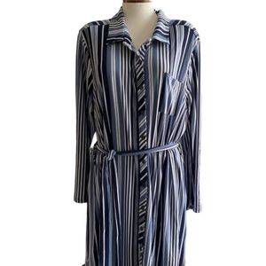 NO COMMENT PLUS NY-LA Womens Striped Shirt Dress w/Belt Long Sleeve Size 3X NWOT